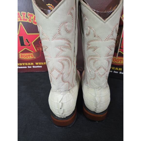 LOS ALTOS WINTER WHITE GENUINE CROCODILE CAIMAN TAIL SQUARE TOE BOOT US Size 6 main image 5